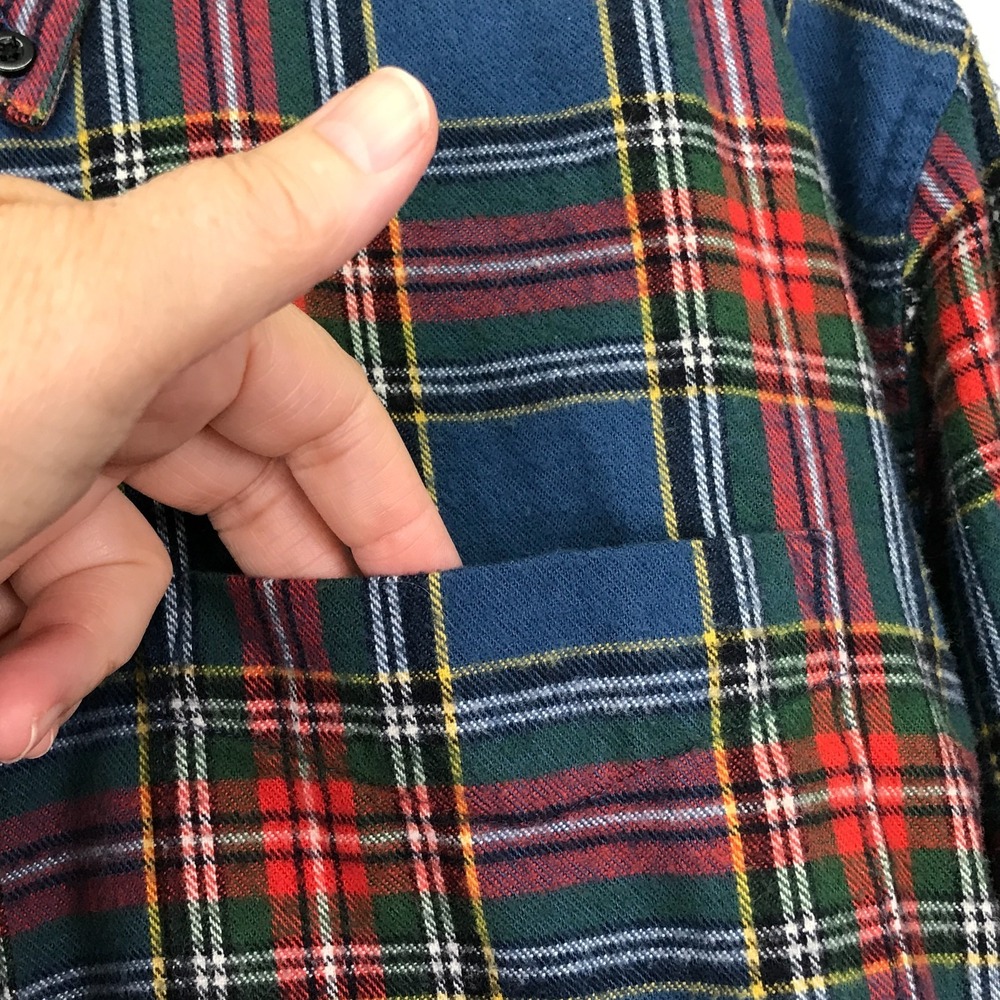 LL Bean Mens XL Scotch Plaid Flannel Shirt Traditional Fit Blue Red Cotton 22806 - Picture 3 of 12